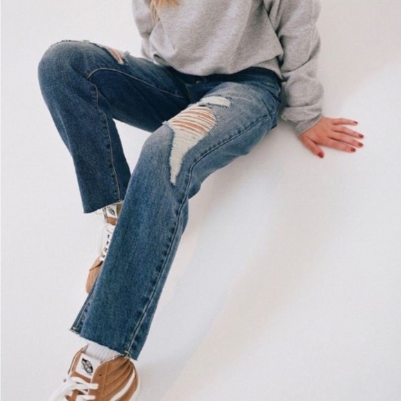 BDG Urban Outfitters Distressed Slim Straight Raw Edge Jeans Size 27 - Picture 1 of 4